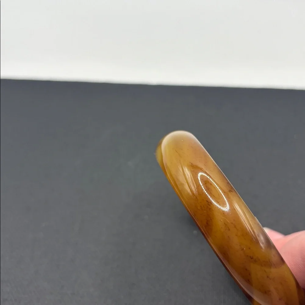 Glass Carmel Brown Agate Bangle Bracelet Swirl design boho vintage style NWT